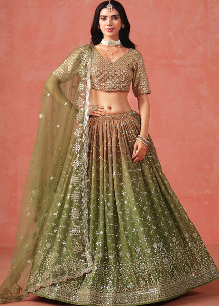 Green and Brown Ombre lehenga choli
