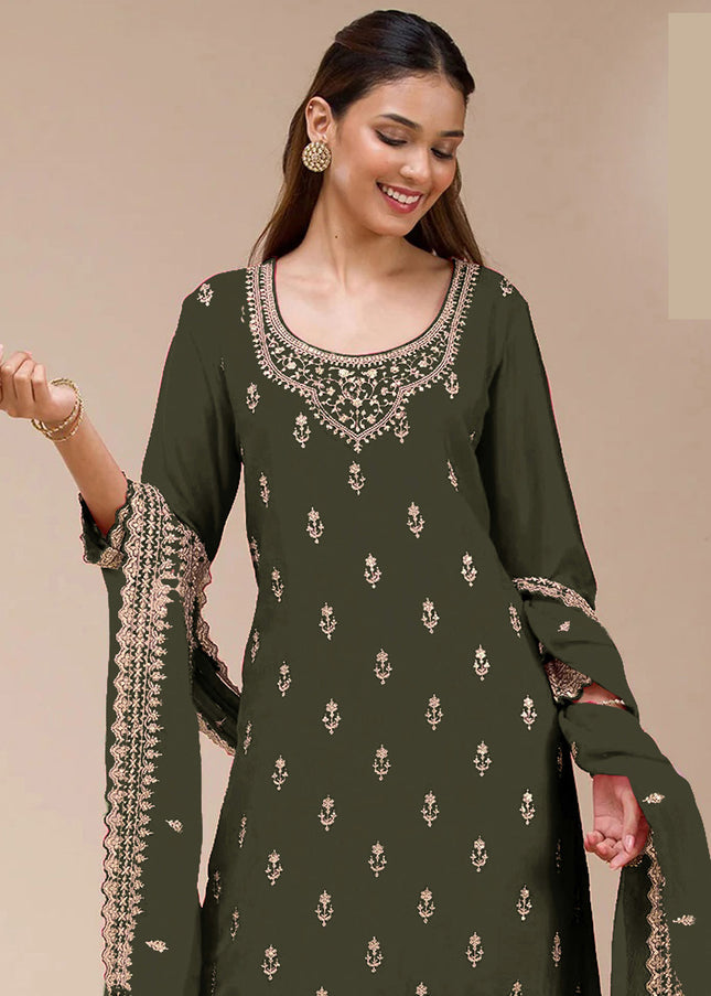 Sequins Embroidered Sharara Suit