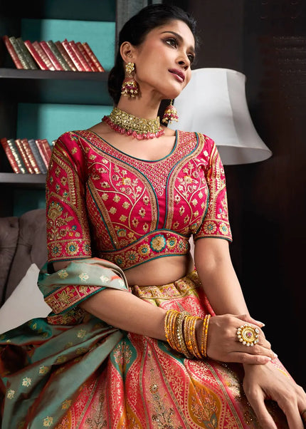 Pink Multicolor Embroidered Lehenga Choli