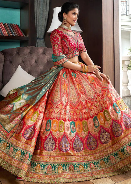 Pink Multicolor Embroidered Lehenga Choli