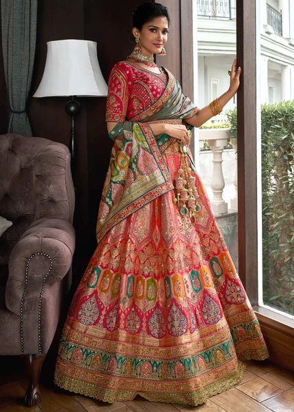 Pink Multicolor Embroidered Lehenga Choli