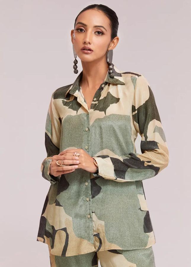 Multicolor Printed and Embroidered Co-Ord Set