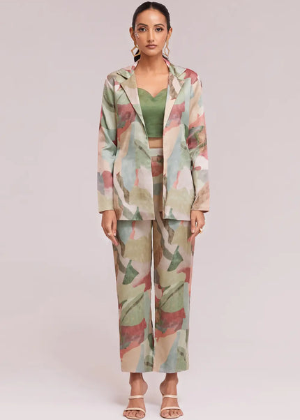 Multicolor Printed and Embroidered Co-Ord Set
