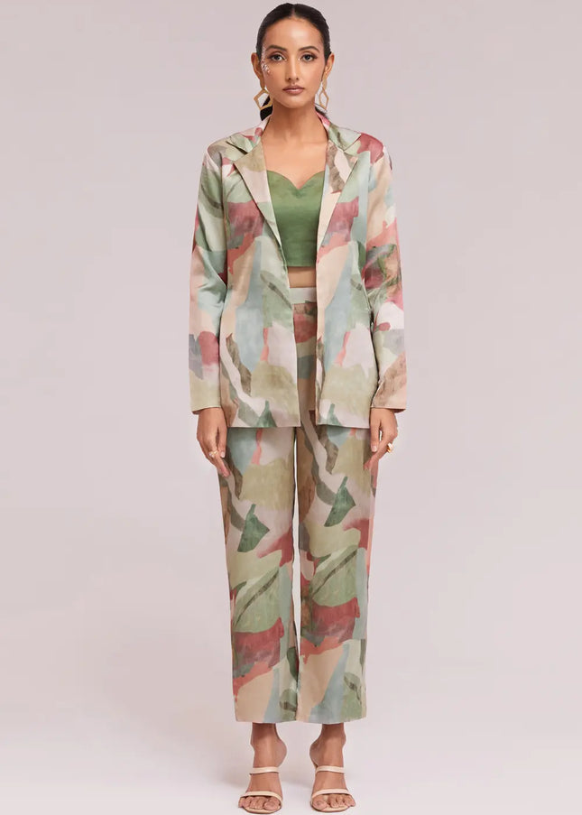 Multicolor Printed and Embroidered Co-Ord Set