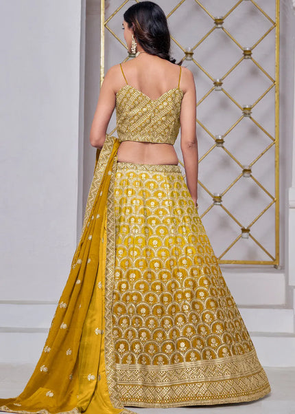 Mustard Embroidered Lehenga Choli