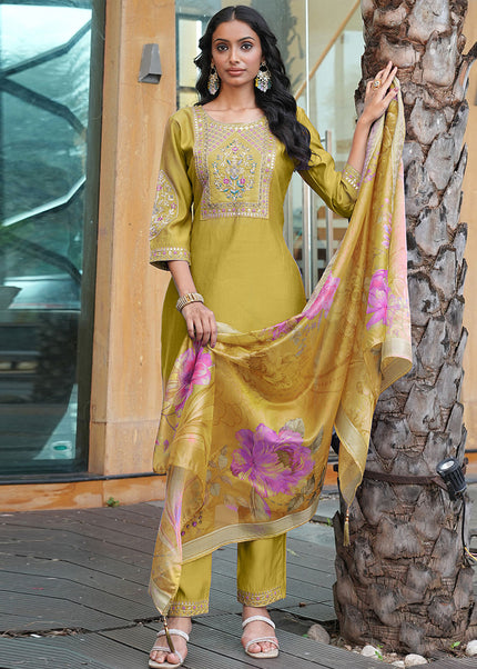 Printed and Embroidered Pant Style Suit