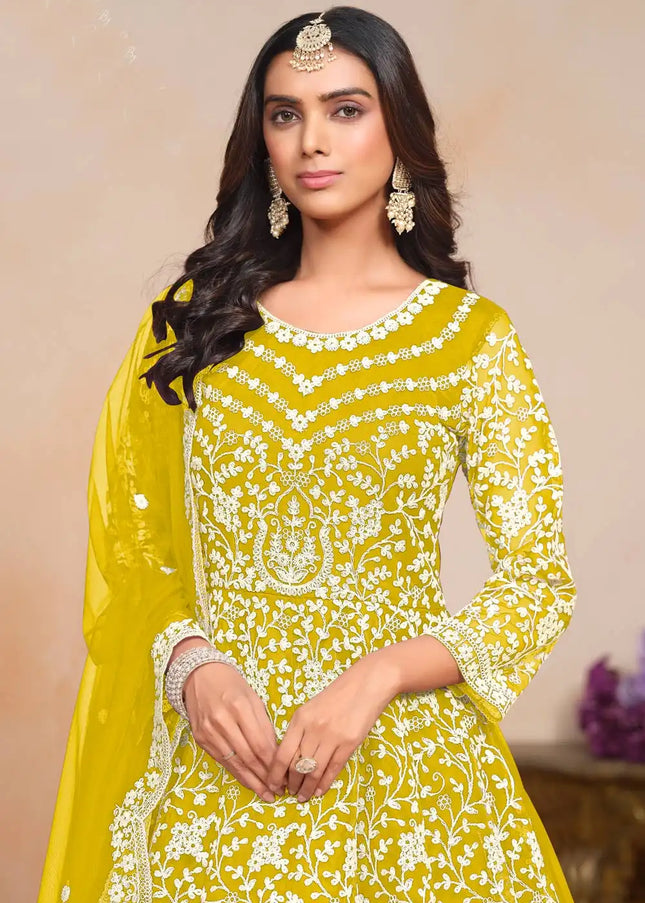 Yellow Embroidered Anarkali