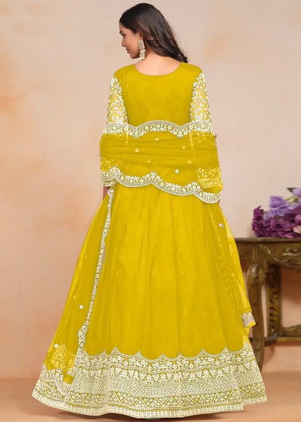 Yellow Embroidered Anarkali