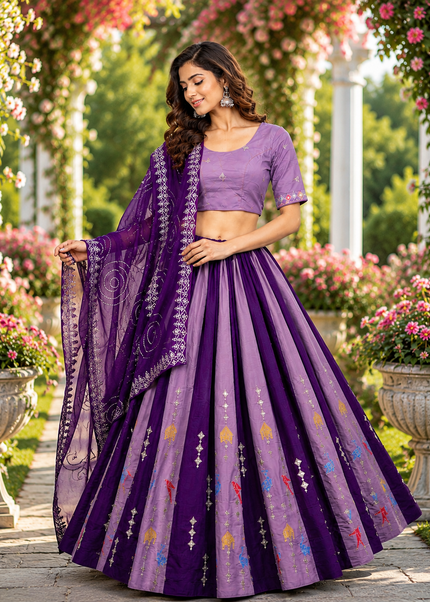 Mustard Yellow Embroidered Lehenga Choli