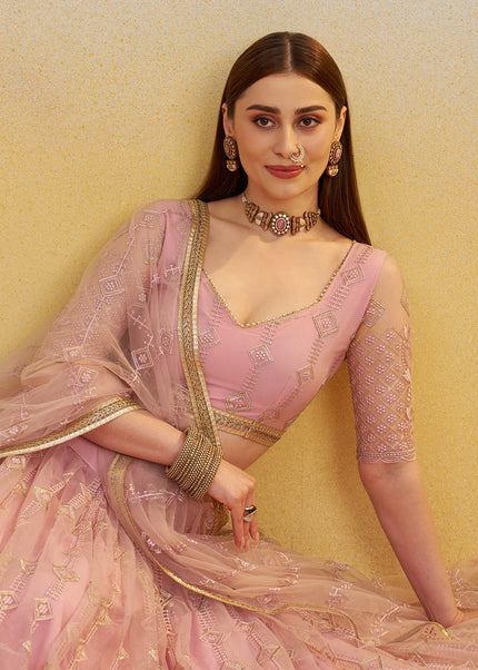 Mauve Embroidered Lehenga Choli