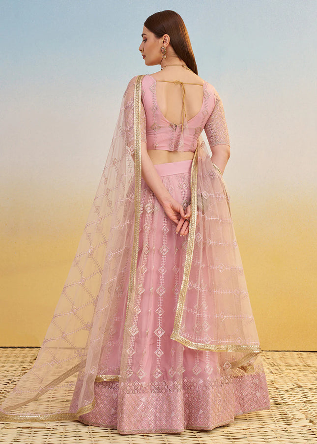 Mauve Embroidered Lehenga Choli