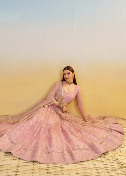 Mauve Embroidered Lehenga Choli