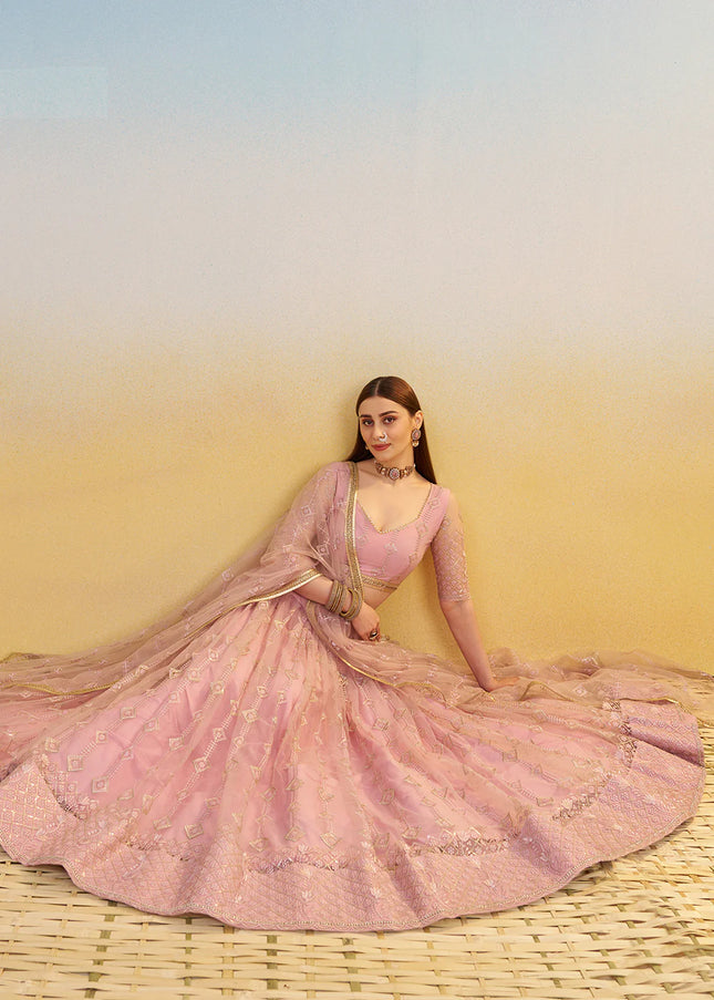 Mauve Embroidered Lehenga Choli