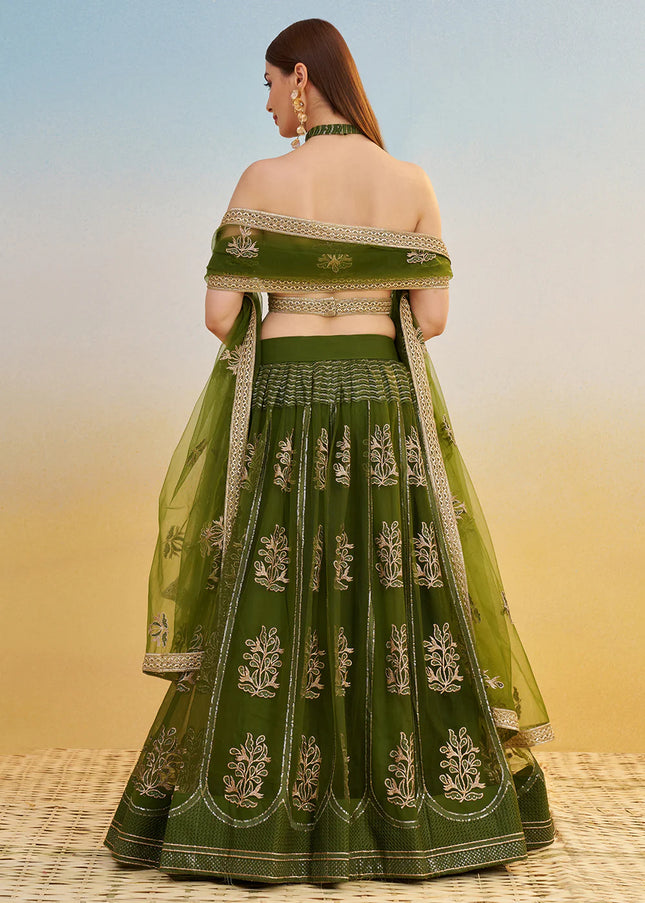 Green Embroidered Lehenga Choli