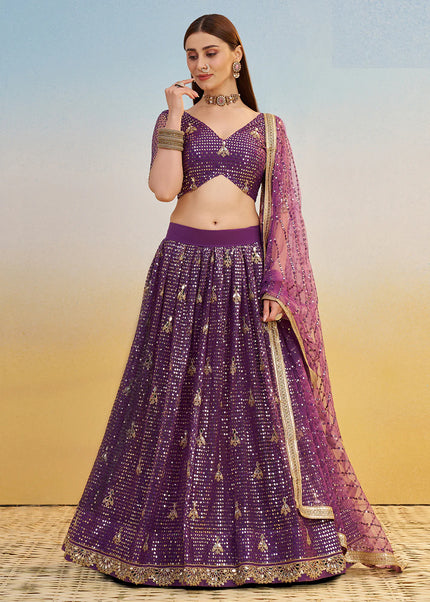 Purple Embroidered Lehenga Choli