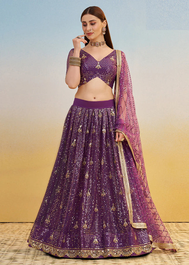 Purple Embroidered Lehenga Choli