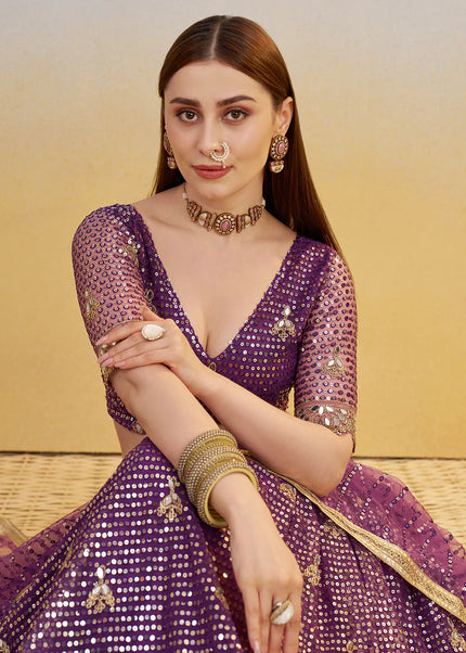 Purple Embroidered Lehenga Choli
