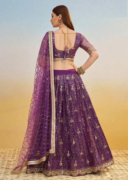 Purple Embroidered Lehenga Choli