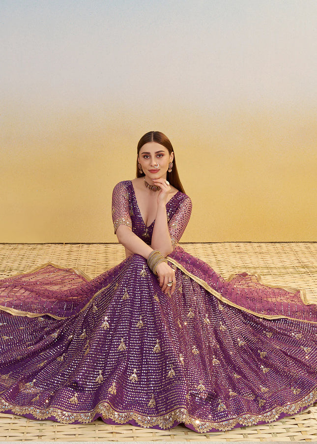 Purple Embroidered Lehenga Choli