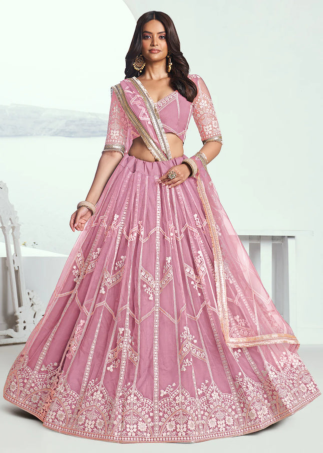 Pink Embroidered Lehenga Choli