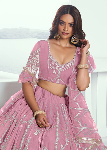 Pink Embroidered Lehenga Choli