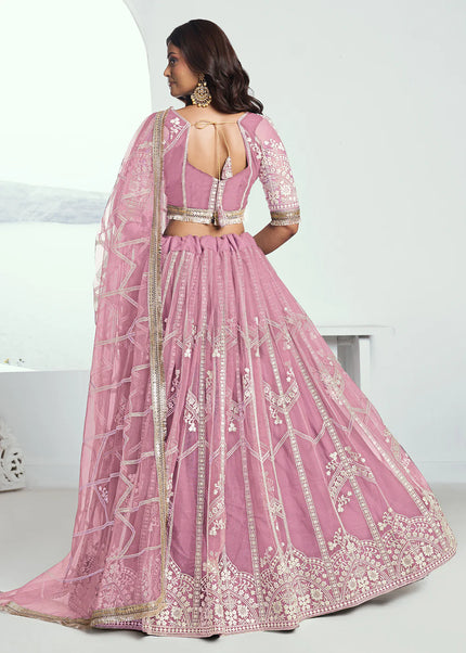 Pink Embroidered Lehenga Choli