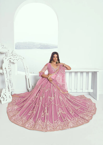 Pink Embroidered Lehenga Choli
