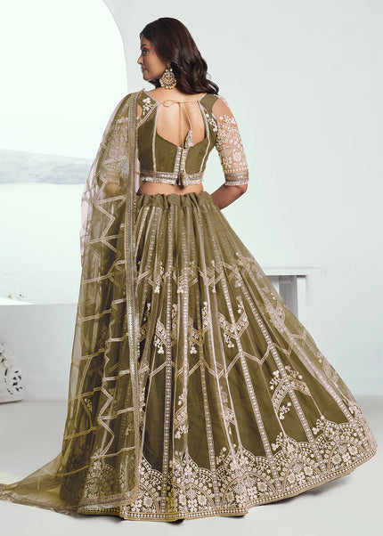Green Embroidered Lehenga Choli