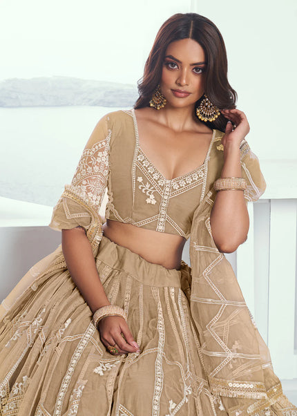 Beige Embroidered Lehenga Choli