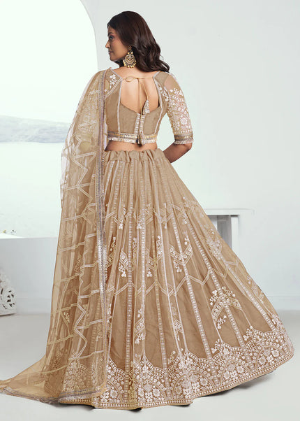 Beige Embroidered Lehenga Choli