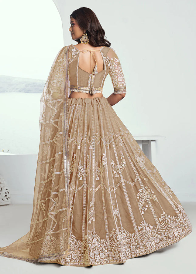 Beige Embroidered Lehenga Choli