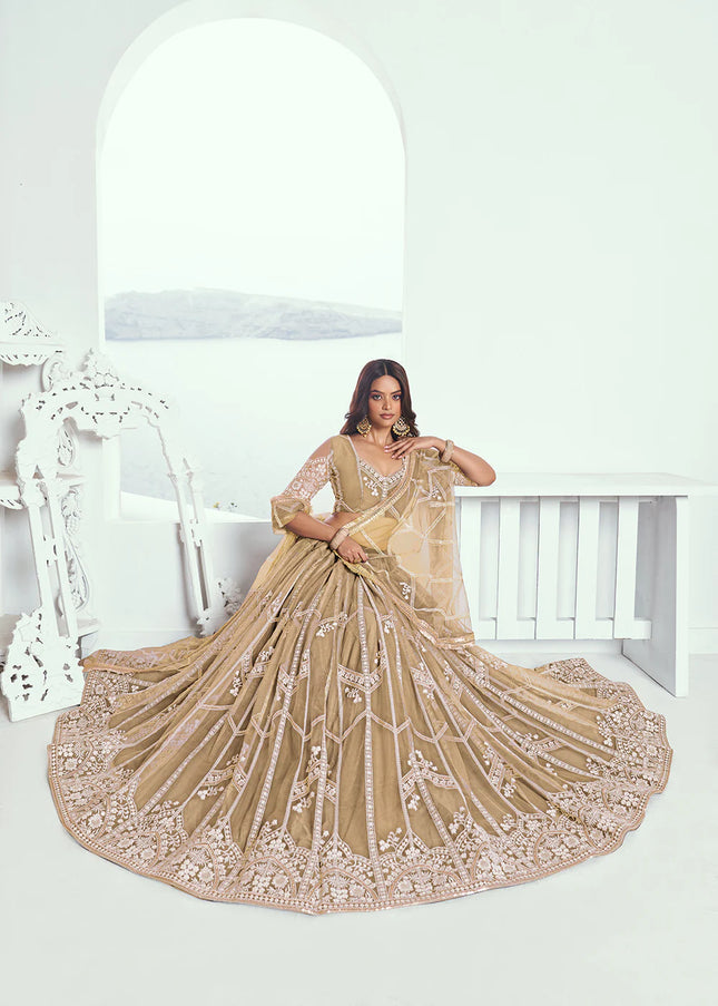 Beige Embroidered Lehenga Choli