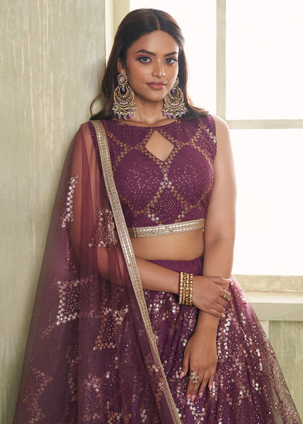 Maroon Embroidered Lehenga Choli