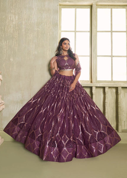 Maroon Embroidered Lehenga Choli