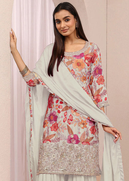 Chinnon Printed and Embroidered Gharara Suit Series