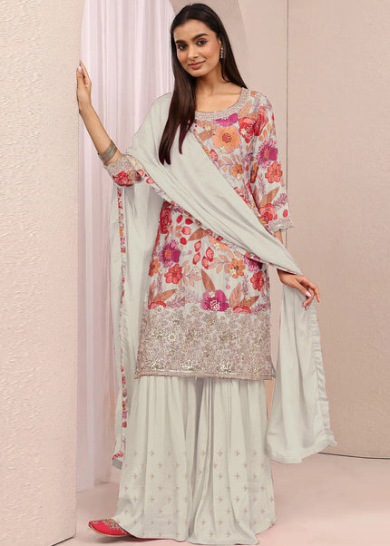 Chinnon Printed and Embroidered Gharara Suit Series