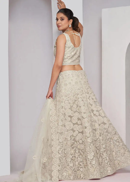 Ivory Embroidered Wedding Lehenga Choli
