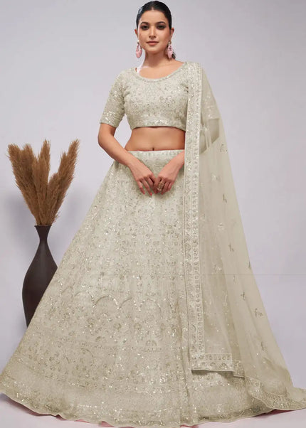 Offwhite Embroidered Wedding Lehenga Choli