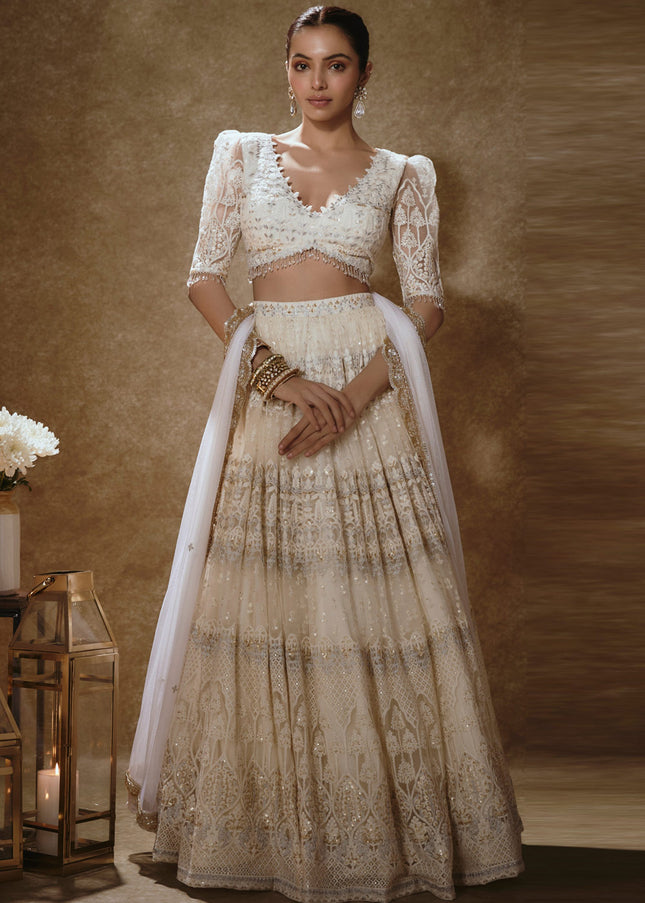 Offwhite Embroidered Lehenga Choli