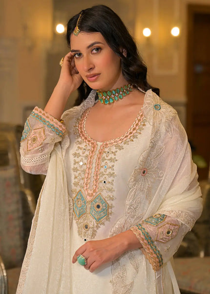 Crush Satin Embroidered Pant Style Suit Series