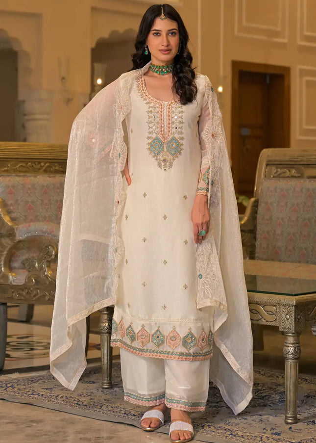 Crush Satin Embroidered Pant Style Suit Series