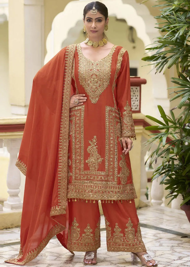 Golden Embroidered Palazzo Suit Series