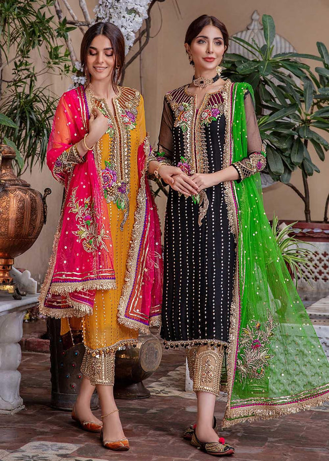 Crinkle Chiffon Hand Embroidered P-232