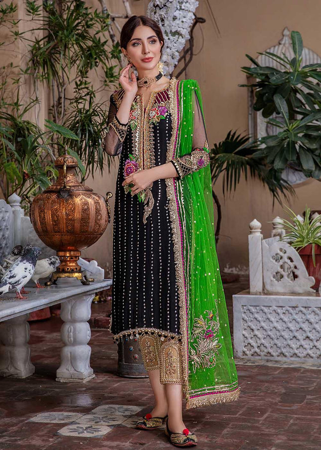 Crinkle Chiffon Hand Embroidered P-232