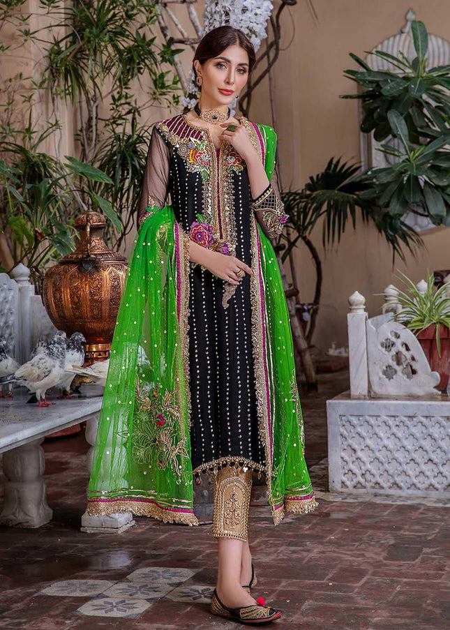 Crinkle Chiffon Hand Embroidered P-232