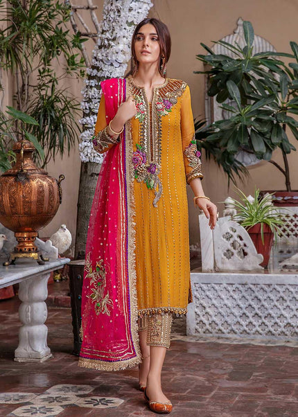 Crinkle Chiffon Hand Embroidered P-232