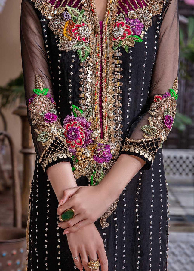 Crinkle Chiffon Hand Embroidered P-232