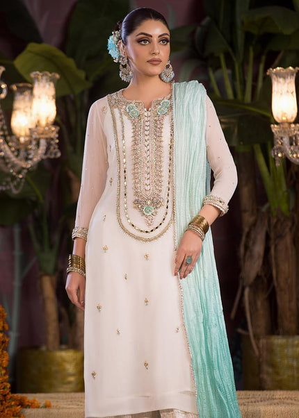 Crinkle Chiffon Hand Embroidered P-261