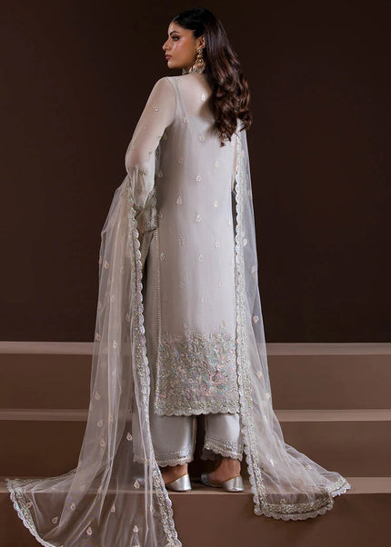 Crinke Chiffon Grey Embroidered P-276