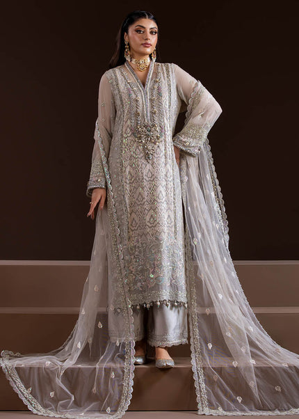 Crinke Chiffon Grey Embroidered P-276